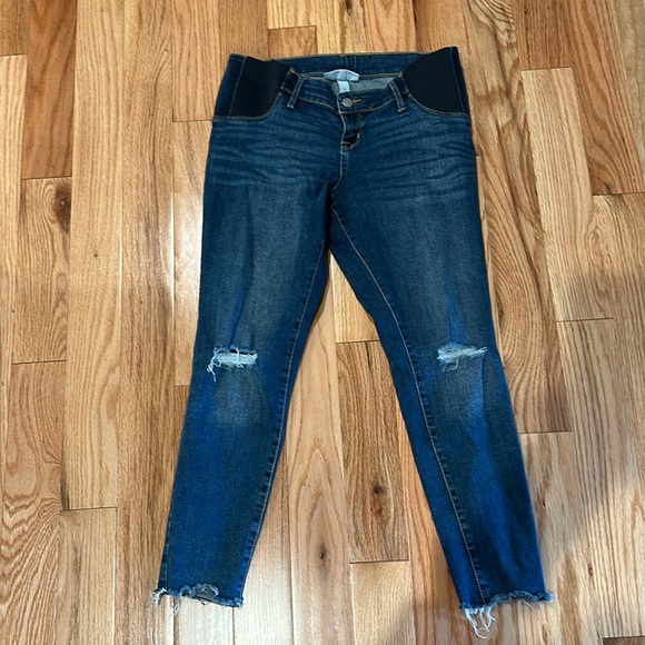 Isabel Maternity Distressed Skinny Entubado Cropped Jeans - Picture 1 of 5